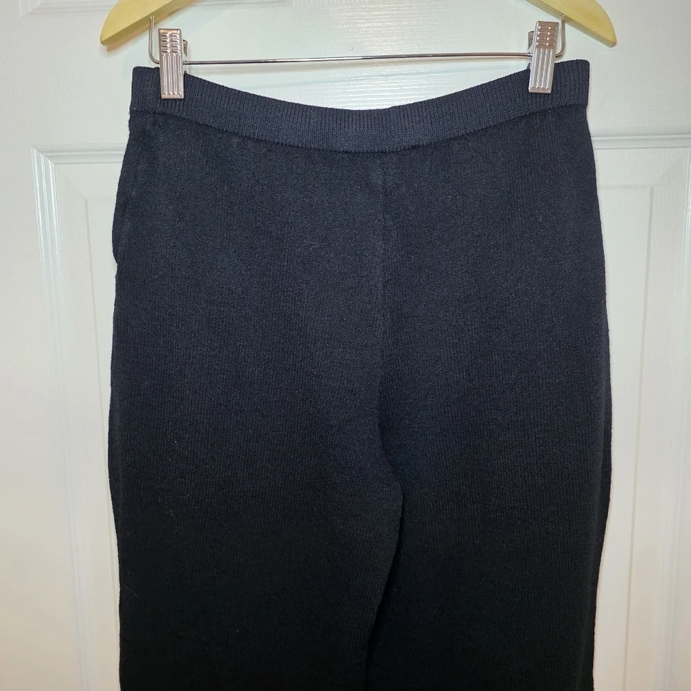 St John Santana Knit Straight Leg Crop High Waisted Pants Black Stretch Size 4 - Picture 6 of 11
